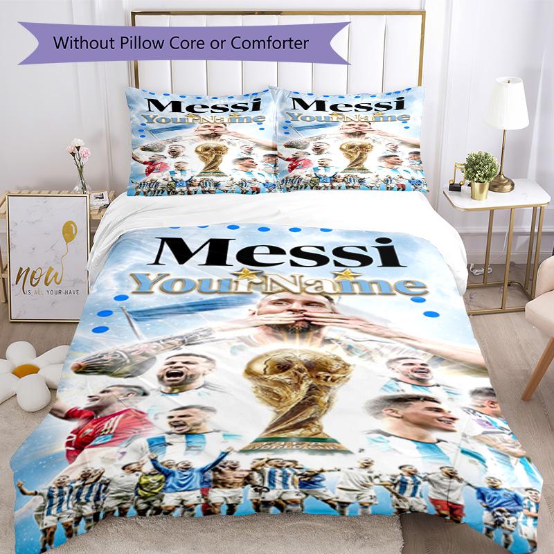 Messi 64 Customize your name Bedding Set Breathable Duvet Cover with Pillowcases Home Decoration Birthday Gift