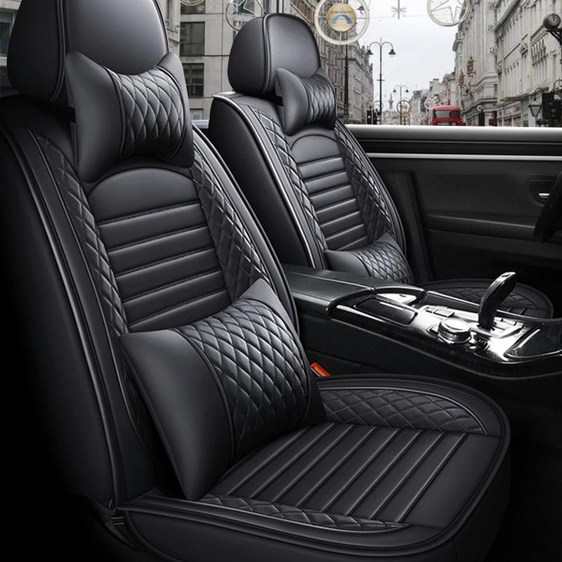 5-Seats PU Leather Universal Car Seat Covers Full Set Front Rear Seat Cushion Anti-scratch Protection For Sedan SUV Seat