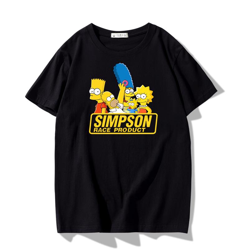 Simpsons Fun Printed Tshirt Unisexs Fashion Trend Top Unisexs and Womens Four Seasons Pure Cotton Round Neck Short Sleeve
