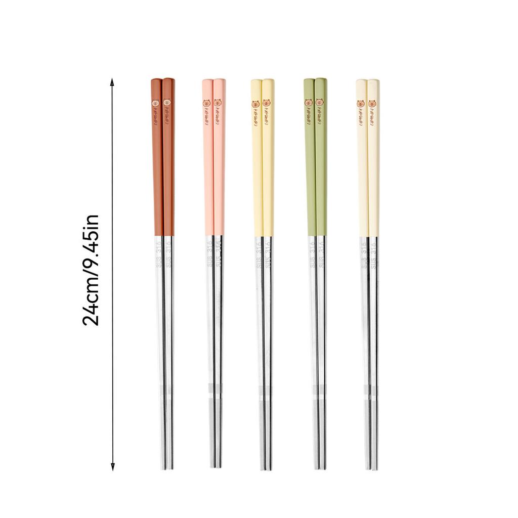  Portable Cute 316 Stainless Steel Non Slip Chinese Chopsticks With Box Reusable Sushi Stick Dishwasher Safe Tableware