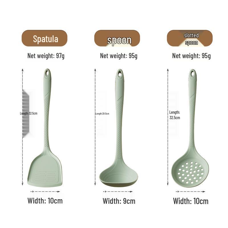 Heat-Resistant Silicone Kitchen Utensil Set: Spatula, Stir Fry Spoon & Soup Ladle