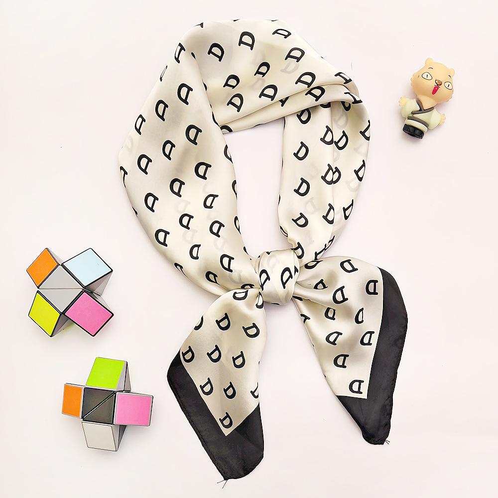 Small 70cm Sunflower Print Silk Satin Square Scarf for Women - Versatile and High-End Accessory