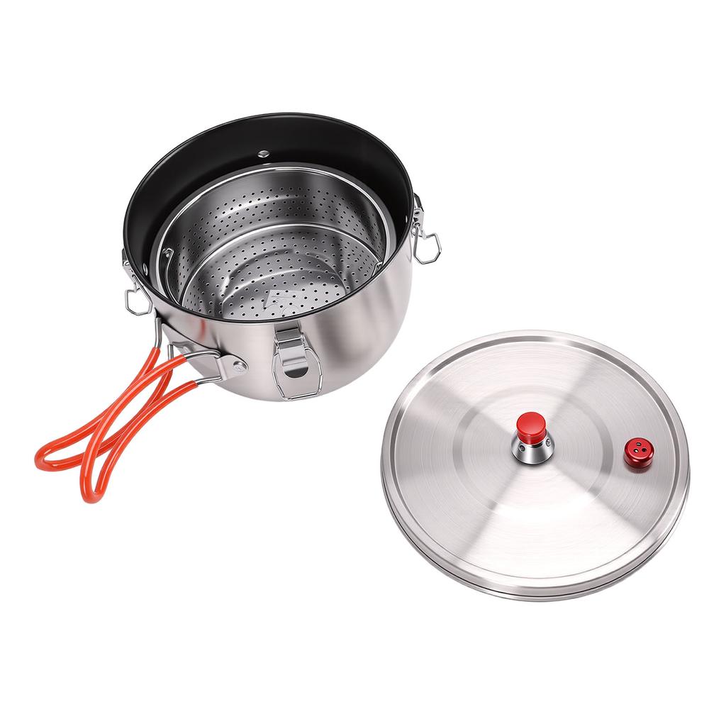 Camping Pressure Pot Stainless Steels Stove Pressure Cooker Outdoor Cookware for Backpacking Hiking Traveling 2500ML