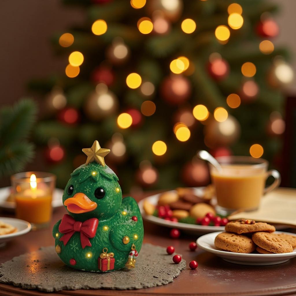 Creative Christmas Cute Duck Ornaments Xmas Festive Home Party Decoration Resin Lovely Gift For Home Office Tabletop Ornament