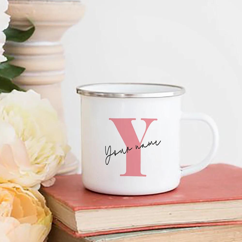

Custom Enamel Cocoa Mug Personalized Name Cup Girl Initial Name Women Breakfast Coffee Mugs Valentine s Day Gifts for Girlfriend 360ML
