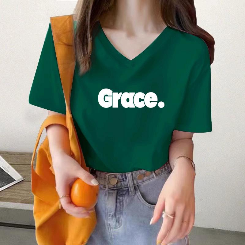 

White printed cotton t-shirt women s design sense niche loose bottoming shirt summer 2025 new short-sleeved top ins new XXXL