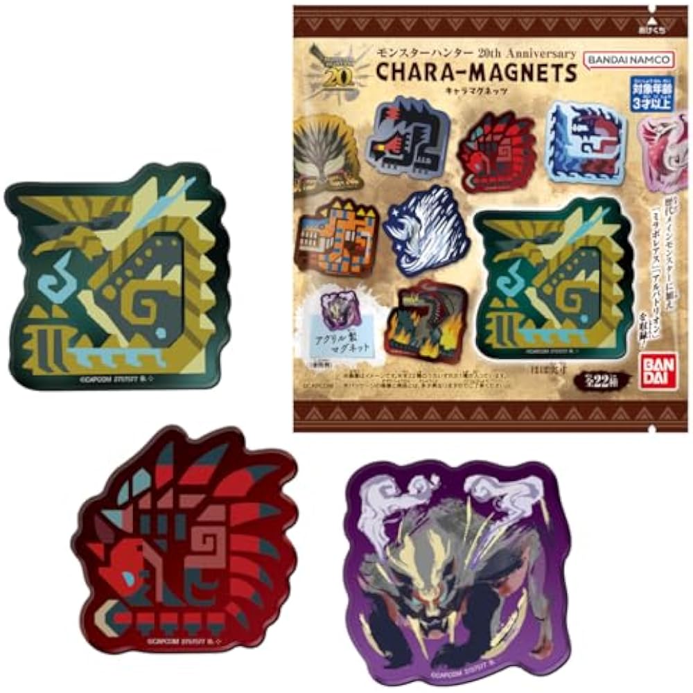 Bandai (BANDAI) Monster Hunter 20th Anniversary Chara Magnets (14 Pack) Food Toy Chewing Gum (Mon...