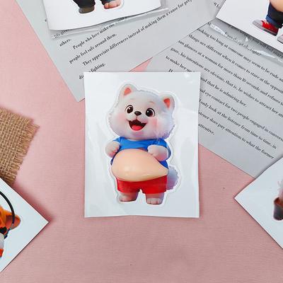 2/4 Stuks Cartoon Puppy 3D Buik Knijp Stickers Voor Telefoonhoesje Auto Decoratie Decompressie Sticker Feest Festival Cadeau