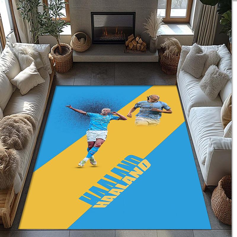 Erling Haaland Printed Flannel Area Rug Non Slip Soft Polyester Floor Carpet Indoor Decor Mat for Bedroom Living Room Sofa