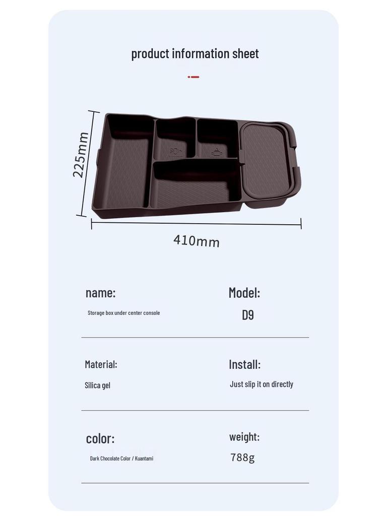 BYD D9 Center Console Silicone Organizer for Glasses & Accessories