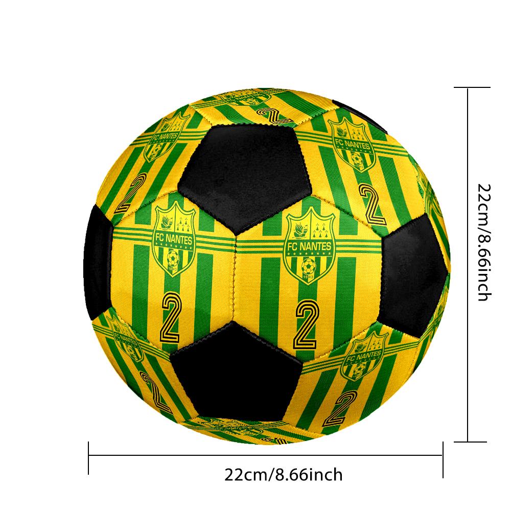 FC Nantes Indoor Soccer Ball Colorful Machine Stitched PVC Size 5 Team Training Competition Ready Durable High-Bounce Cool Sports Gift