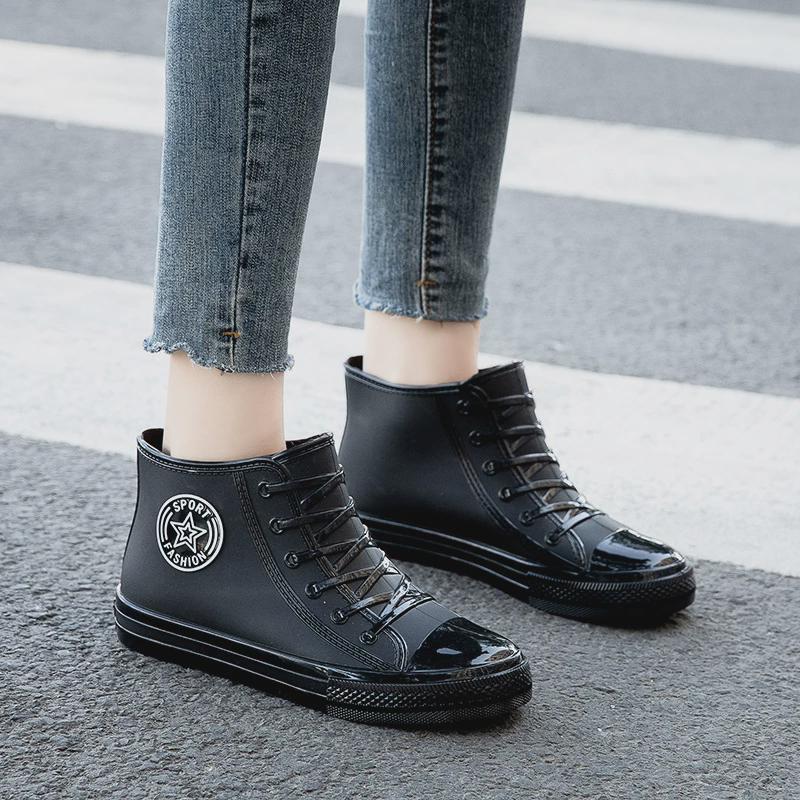 Fashion Outer Wear Women's Rain Shoes Rubber Shoes Women's Short Waterproof Shoes Non-slip Work Glue Four-season Rain Boots