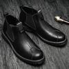 Fashion Leather Ankle Boots Man Casual Loafers Luxury Design Slip On Male Dress Boots Leisure Style Big Size Outdoor Wear-resistant Sole