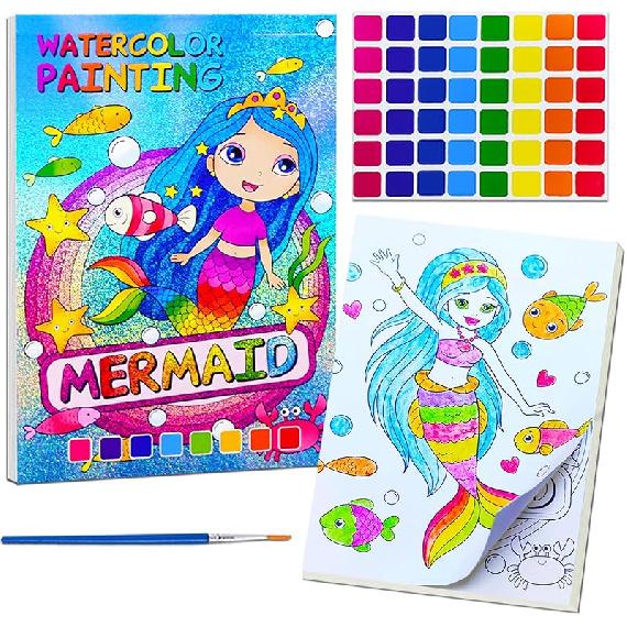 JUNQIU 5Pack Water Color Paint Sets for Kids, Paint With Water Books for Kids Ages 4-8, Pocket Watercolor Painting Book, Arts and Crafts Kit Easter