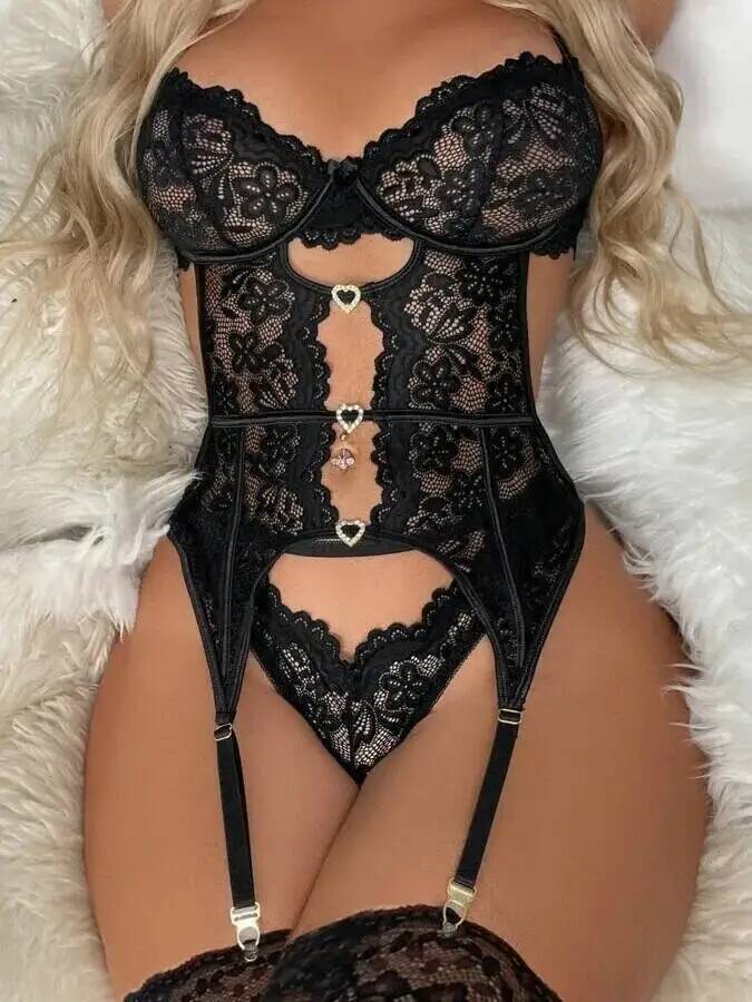 Women Sexy Party Lace Suit Sexy Women'S Bodysuits Solid Color Backless Deep V Suspenders Sleeveless Bodysuits Pure Desire 1Sf2