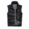 Vest Sleeveless Ripped Single-breasted Turn-down Collar Men Waistcoat for Daily Wear