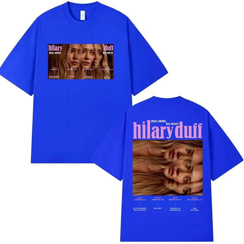 Hilary Duff SMALL ROOMS BIG NERVES Tour 2026 Grafisk T-shirt Unisex Dam Sommar Estetisk Vintage Mode Överdimensionerad Bomulls-T-shirt