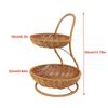 Coș de Fructe cu 2 Nivele Împletit Manual Decorativ Tavă Stativă Coș Nou pentru Alimente Camera de Zi