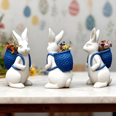 3D Osterhase Silikonform DIY Niedliches Tier Korb Hase Vase Ornamente Gießformen Zuhause Gips Beton Handwerk Geschenk Deko