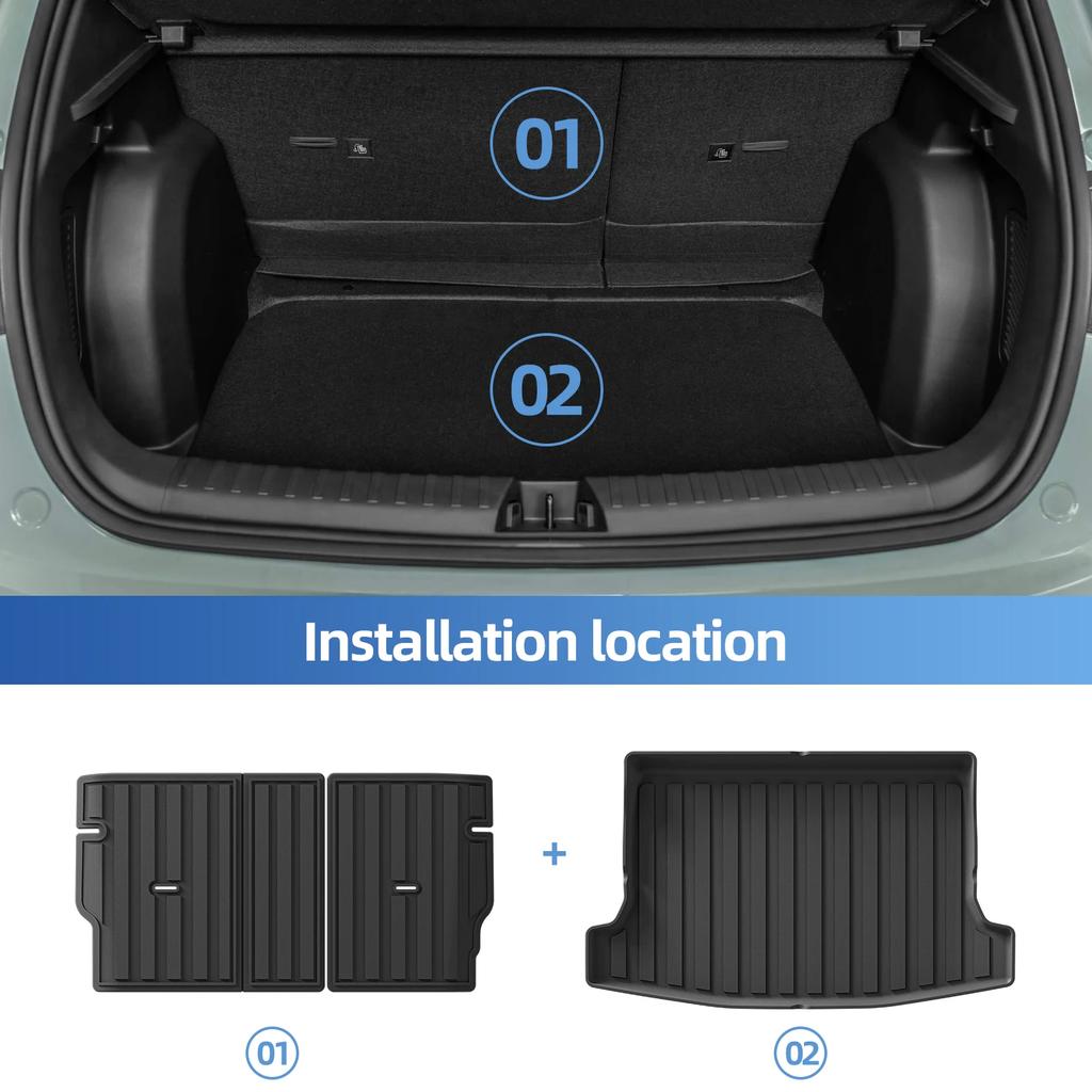 Smabee Left Hand Drive for Geely Xingyuan/EX2 2025 2026 TPE 3D Car Floor Mats Cargo Liner Trunk Pad Black Waterproof Accessories