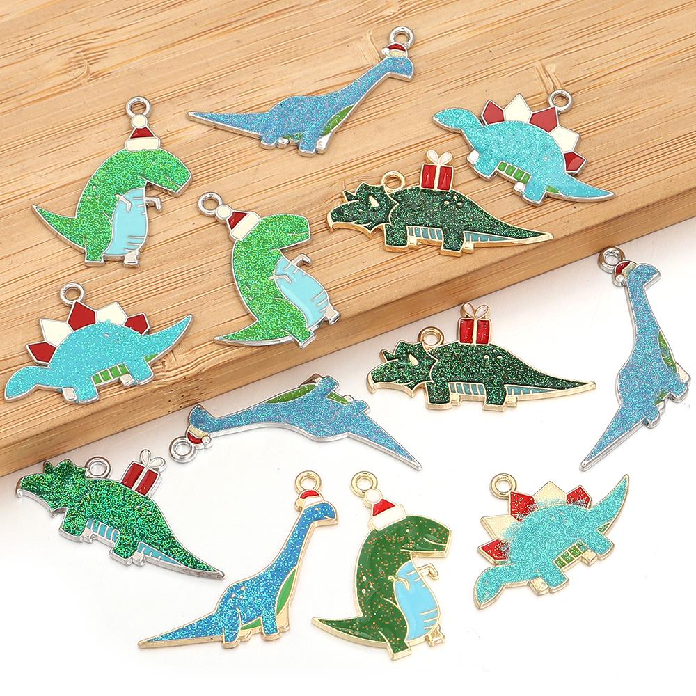 6pcs/lot Alloy Enamel Dinosaur Charms Colorful Cute Animal Charms Pendants For DIY Jewelry Making Necklace Keychain Accessories