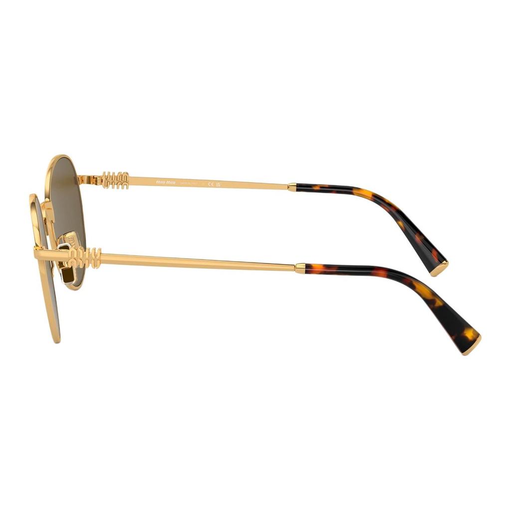 Miu Miu Logo Detail Round Sunglasses Women sunglasses Gold MU55ZS5AK09Z