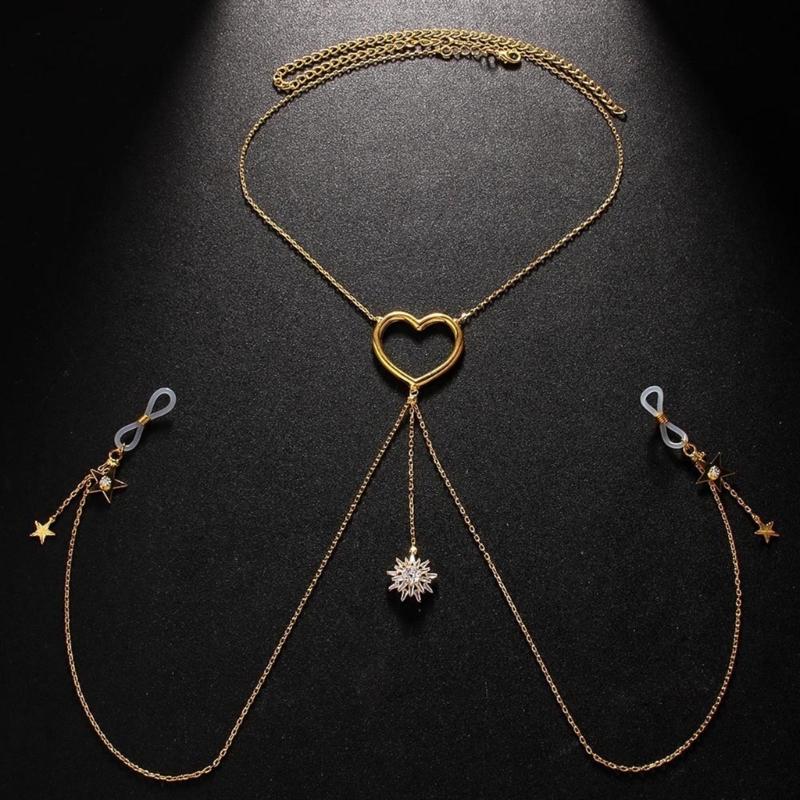 Elegant Alloy Body Chain Necklace Not Piercing Body Accessories Chest Chain Suitable for Beach Vacations and Nightclubs