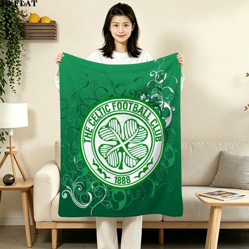 1PC Celtic Football Club Patterned Flannel Blanket Suitable For All Seasons For Home Decor Warmth And Comfort Gifts Holiday Present