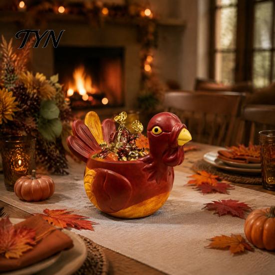 Rustikale Landhausstil-Ornamente Handbemaltes Harz-Truthahn-Ornament für Thanksgiving, Herbsternte Schreibtischaufbewahrung Sammler-Tierstatuen