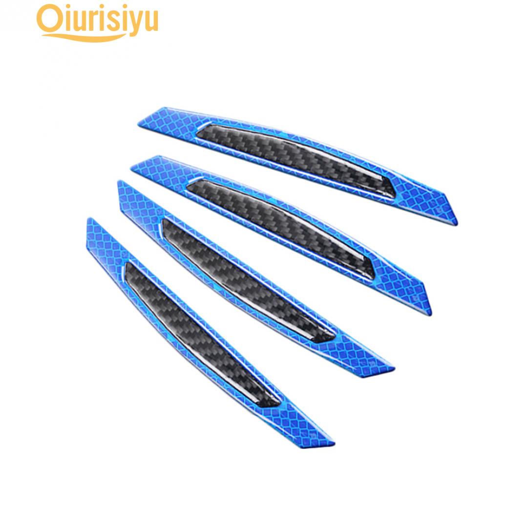 

4 шт., углеродное волокно, защита от царапин, защита от царапин, бампер, полоса для двери автомобиля, внешний вид, модифицированный синий