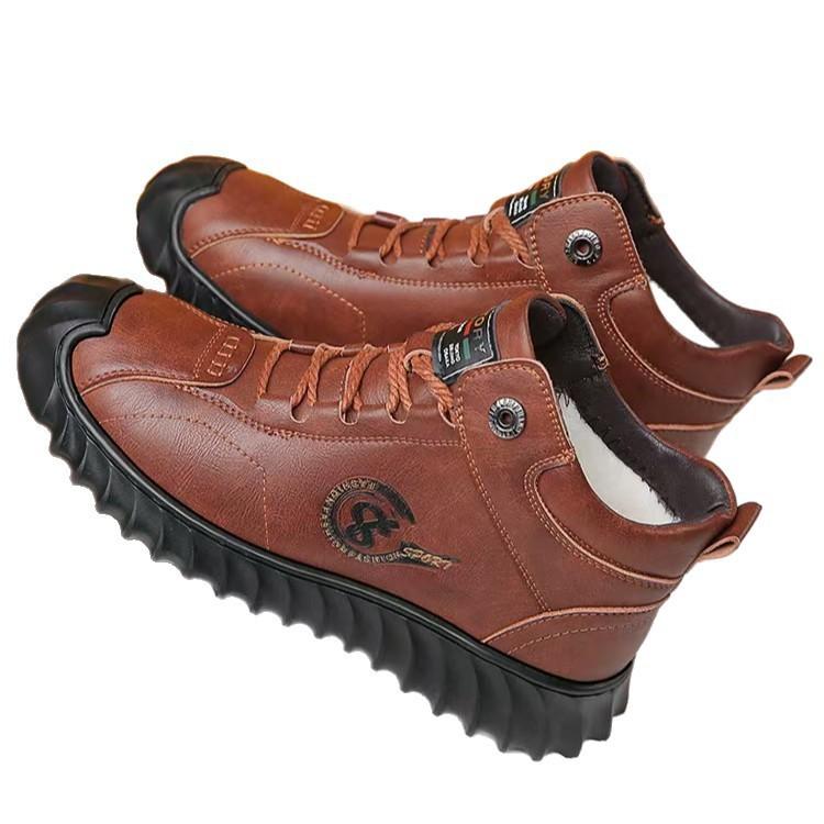 Men's Winter Martin Boots Fleece Thickened Versatile Snow Boots Labor Insurance Men's Cotton Shoes Zhongbang Leather Cotton Boots