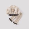 Toddler Girls Winter Warm Cotton Set Long Sleeve Hoodless Top Fleece Pants 2-Piece Outfit 1-3 Years