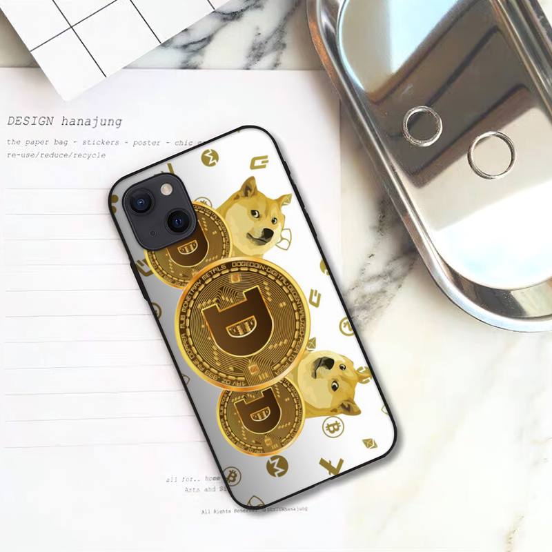 Roztomilý pouzdro na telefon Dogecoin Doge pro iPhone 11 12 Mini 13 14 Pro XS Max X 8 7 6s Plus 5 SE XR skořepina