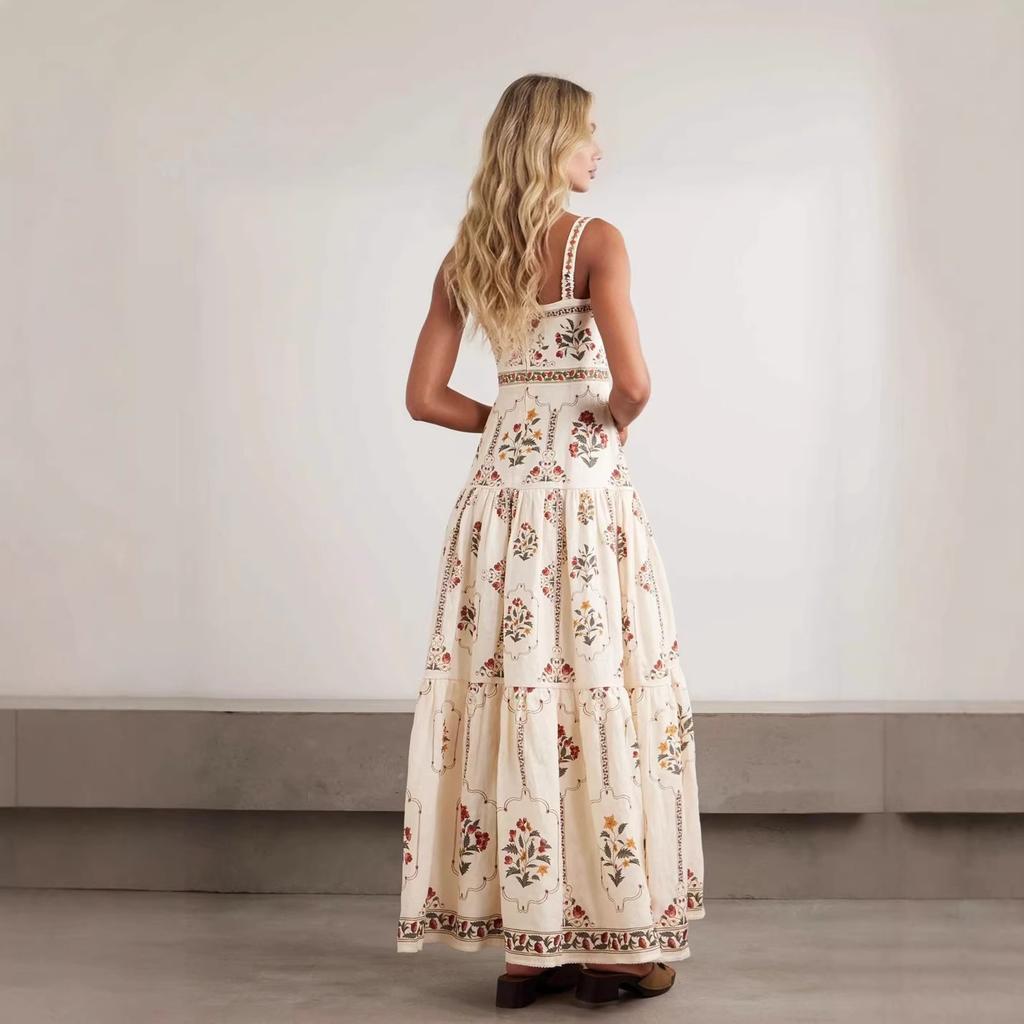 Europe and the United States cross-border 2026 new bohemian style high waist big swing skirt summer seaside vacation loose and thin dress