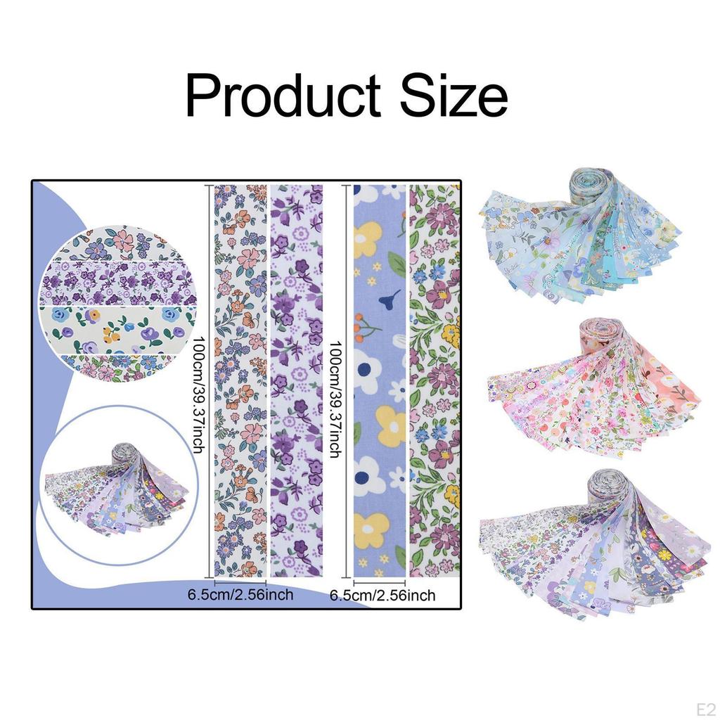40 Pieces Jelly Roll Fabric Strips Floral Quilting 2.5 inch Collection Sewing Patchwork Craft
