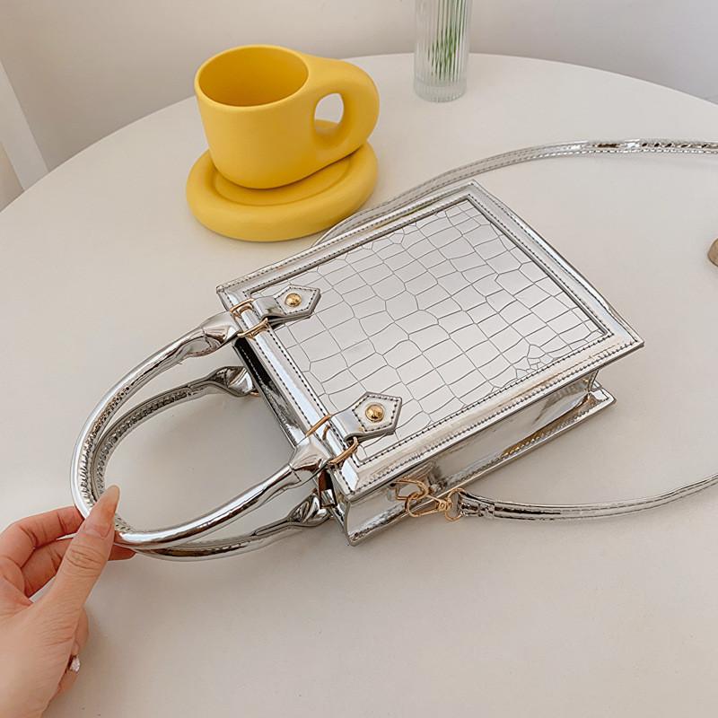 Trendy Small Crossbody Pu Bag 2023 Summer Fashionable Handbag Street Style Black Orange Silver Gold Purple