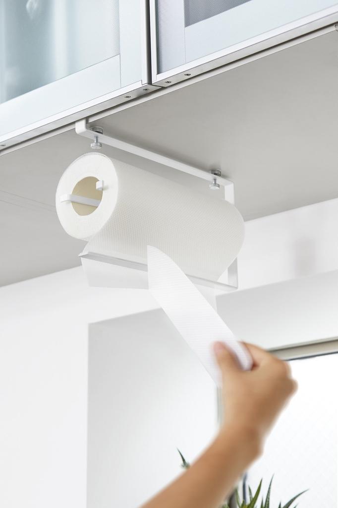 Yamazaki Jitsugyo Kitchen Paper Cut with One Hand Under the Cupboard Kitchen Paper Plate L 3298 (Yamazaki) Holder, Holder,