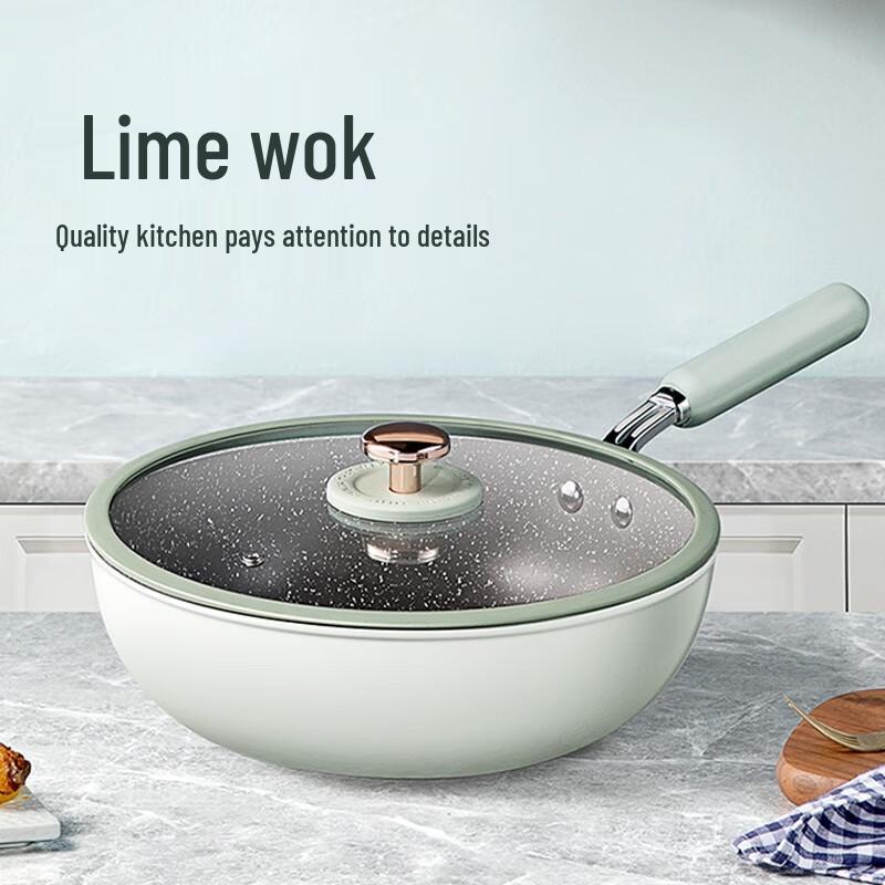 Chu Da Huang Lime Green Non-stick Wok