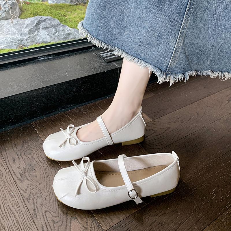 

New Style Popular Ballet Flats Women s Shoes Mary Jane Shoes Round Toe Women s Shoe Bow Silk Satin Flats Women Shoes Plus Size 40 бежевый