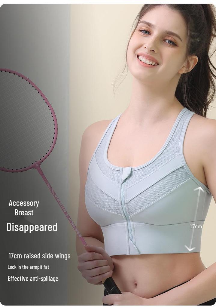 Plus Size Shockproof Zipper Sports Bra for High-Intensity Running and Yoga
