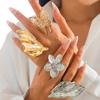 Wind Irregular Metal Folds Leaf Ring, Temperament Big Butterfly Flower Opening Ring Female