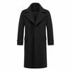 Herren Premium Wollmischung Zweireihiger Langer Peacoat