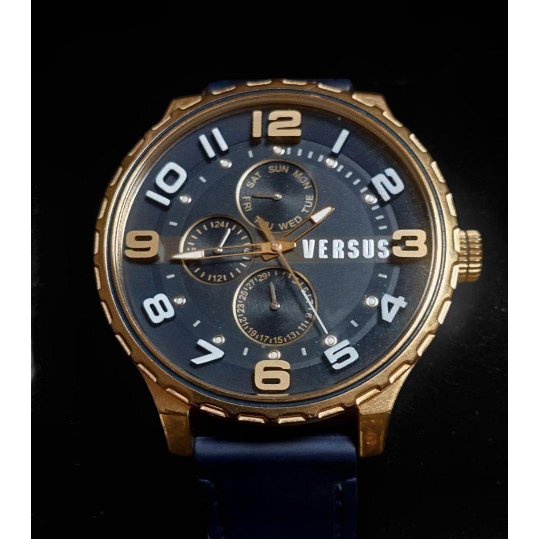 Used Almost new! VERSUS watch quartz navy gold full set movable item