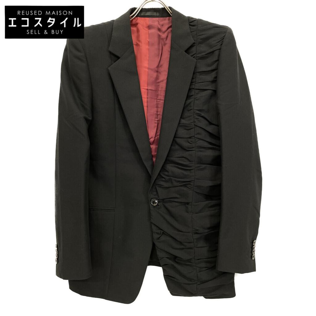 PaulSmith PF-SL-33488 Black Gathered Mix Runway Model Tailored Jacket Jacket L blackUsed
