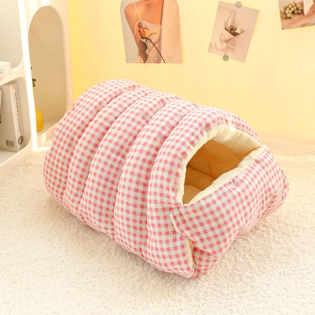Cozy Half-Closed Pet Bed - Thickened, Washable, All-Season Comfort for Cats and Dogs