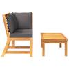vidaXL 3-tlg. Garten-Lounge-Set mit Dunkelgrauem Kissen Akazienholz