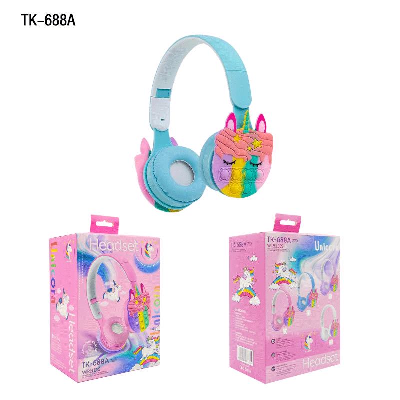 

688A Cute Unicorn Children s Foldable Bluetooth Headset небо синє кольору