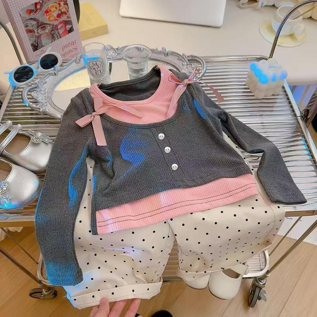 Girls' Sweet Two-Piece Long-Sleeve T-Shirt – 2025 Spring Fashion