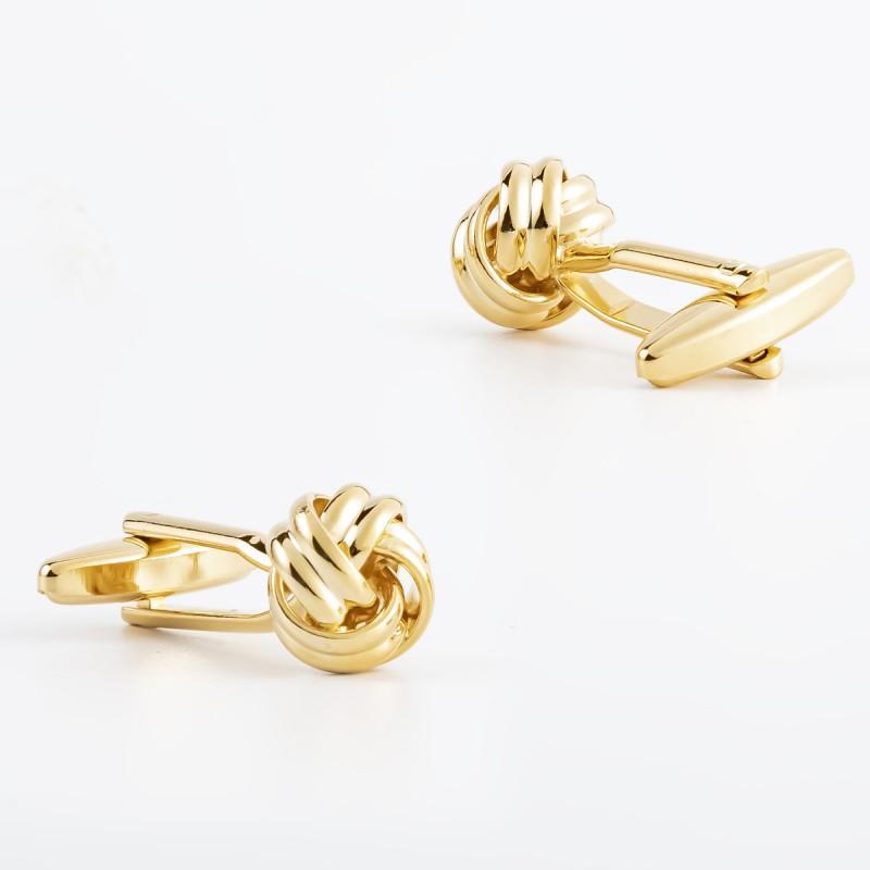 High Quality Electroplated Gold Fried Dough Twists Shaped Copper Metal Cufflinks Men's French Shirt