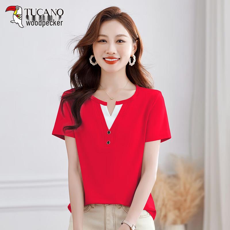 

TUCANO Women s Breathable Pure Cotton Summer Short-Sleeve T-shirt L